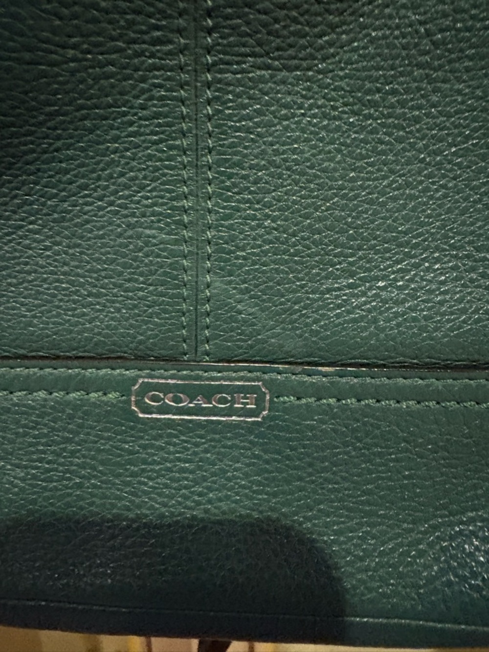 Coach Pebbled Leather Green Shoulder Bag and matching wallet vintage - Picture 2 of 16